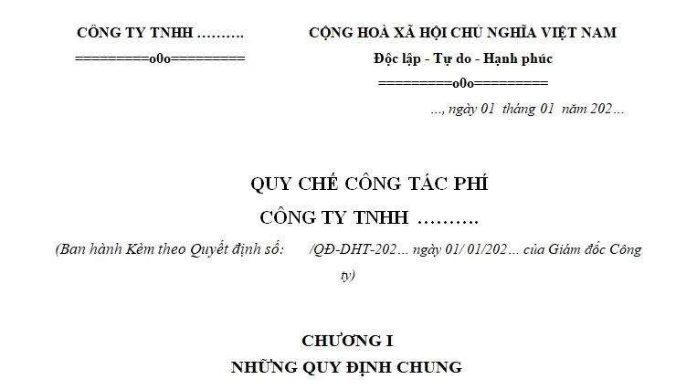 Quy định về công tác phí