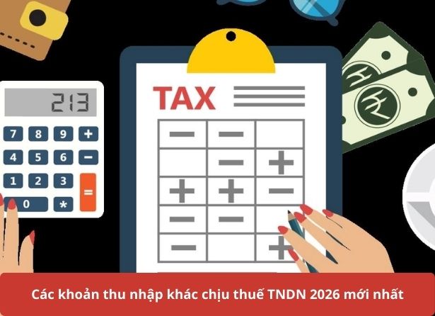 Các khoản thu nhập khác chịu thuế TNDN 2026 mới nhất
