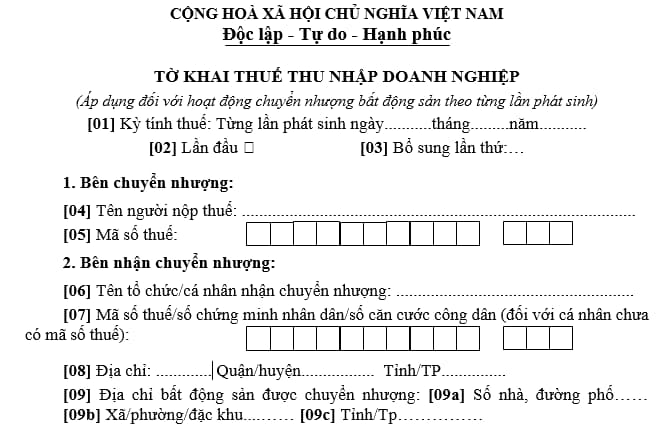 Mẫu 02 thuế TNDN