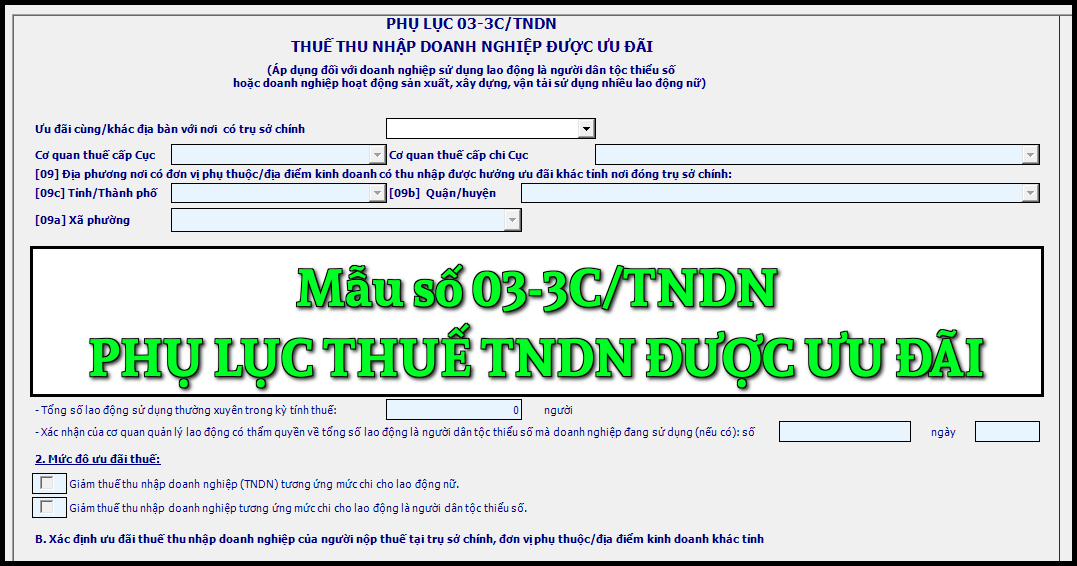 Mẫu số 03-3C TNDN Phụ lục thuế thu nhập doanh nghiệp được ưu đãi theo TT 80-2021