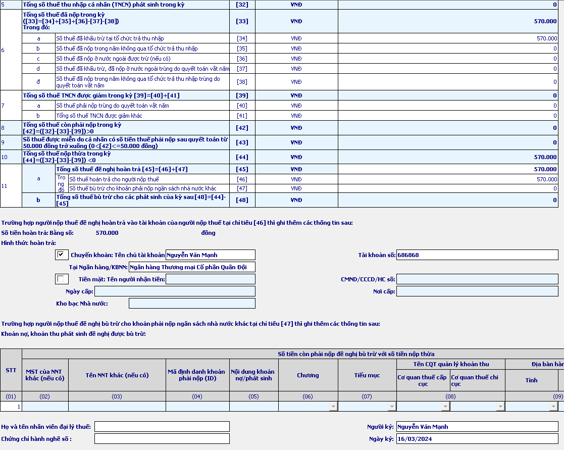 tờ khai quyết toán thuế TNCN mẫu số 02 - QTT - TNCN