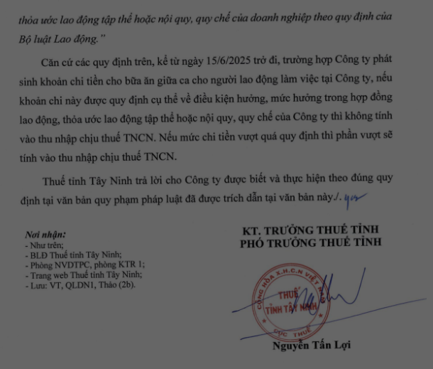 thuế tncn đối với tiền ăn t3