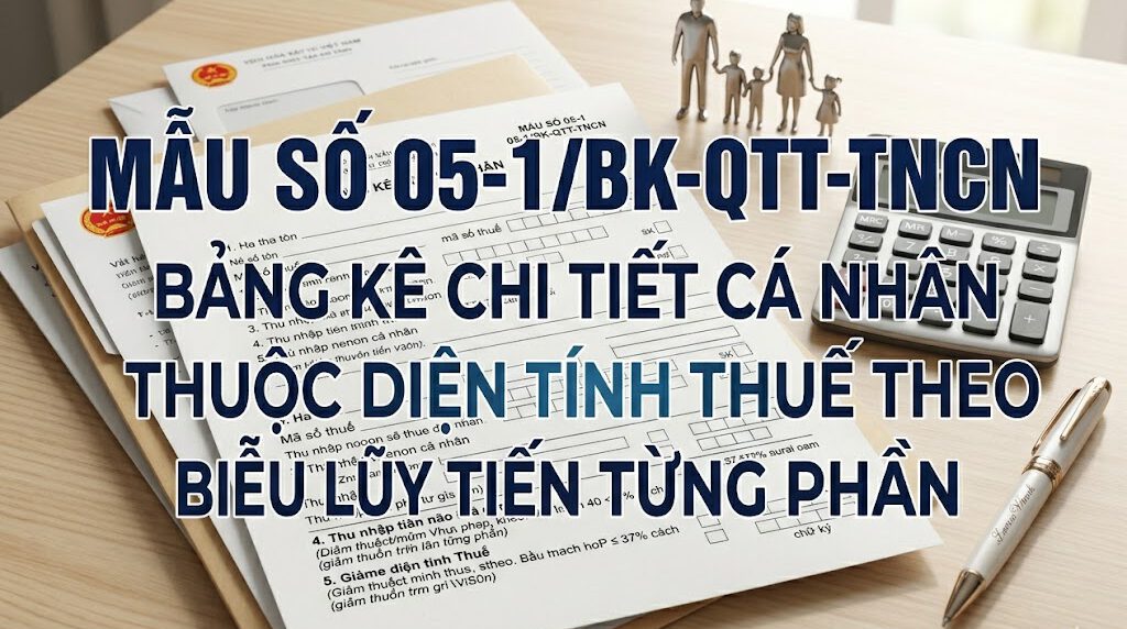 Mẫu số 05-1/BK-QTT-TNCN Bảng kê chi tiết cá nhân thuộc diện tính thuế theo biễu lũy tiến từng phần