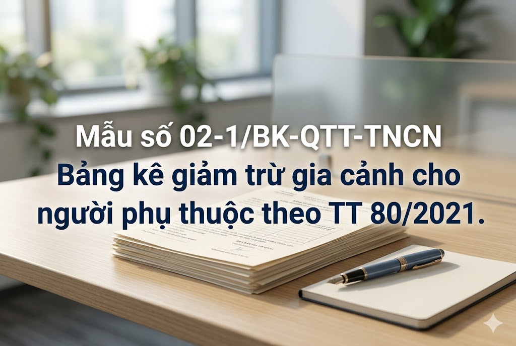 Mẫu số 02-1/BK-QTT-TNCN Bảng kê giảm trừ gia cảnh cho người phụ thuộc theo TT 80/2021