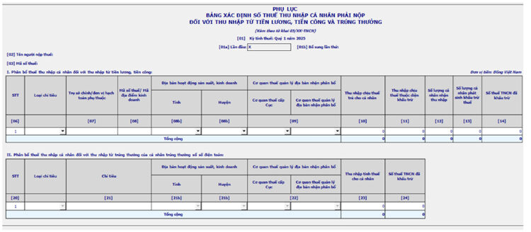 bảng xác nhận số thuế TNCN