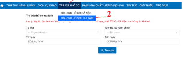 chọn thông tin tra cứu
