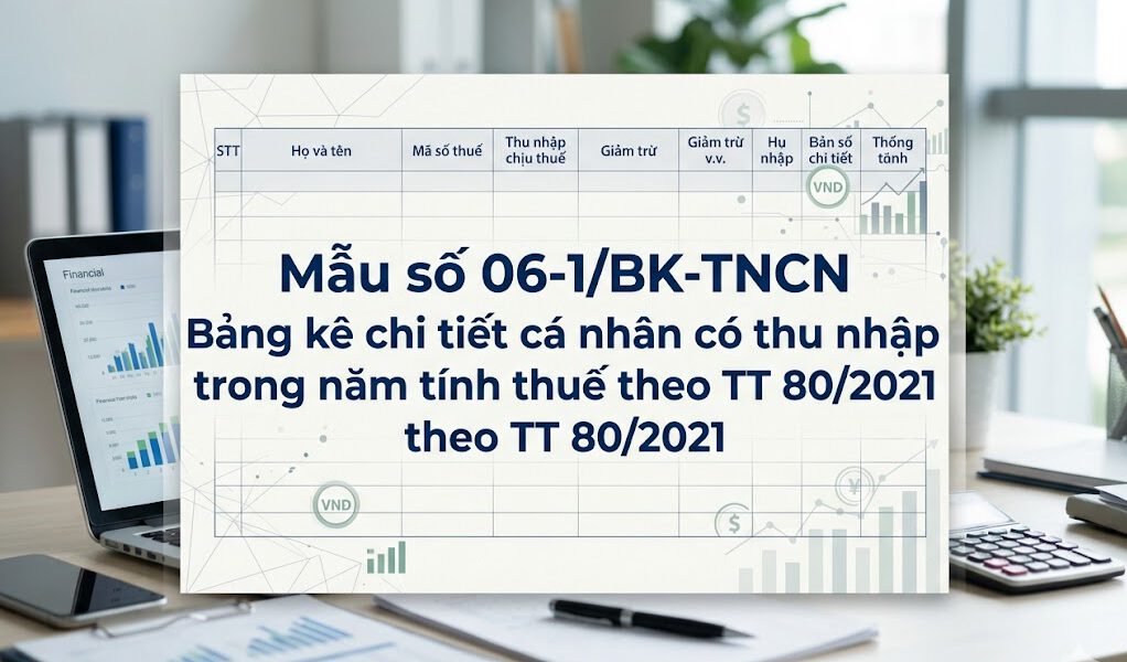 Mẫu số 06-1/BK-TNCN Bảng kê chi tiết cá nhân có thu nhập trong năm tính thuế theo TT 80/2021