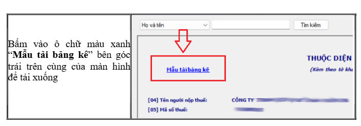 mẫu tải bảng kê