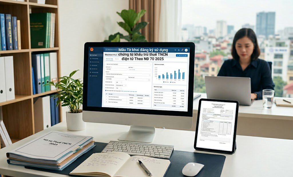 Mẫu Tờ khai đăng ký sử dụng chứng từ khấu trừ thuế TNCN điện tử Theo NĐ 70 2025