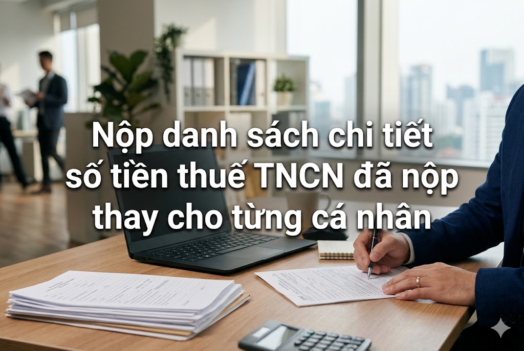 Nộp danh sách chi tiết số tiền thuế TNCN đã nộp thay cho từng cá nhân