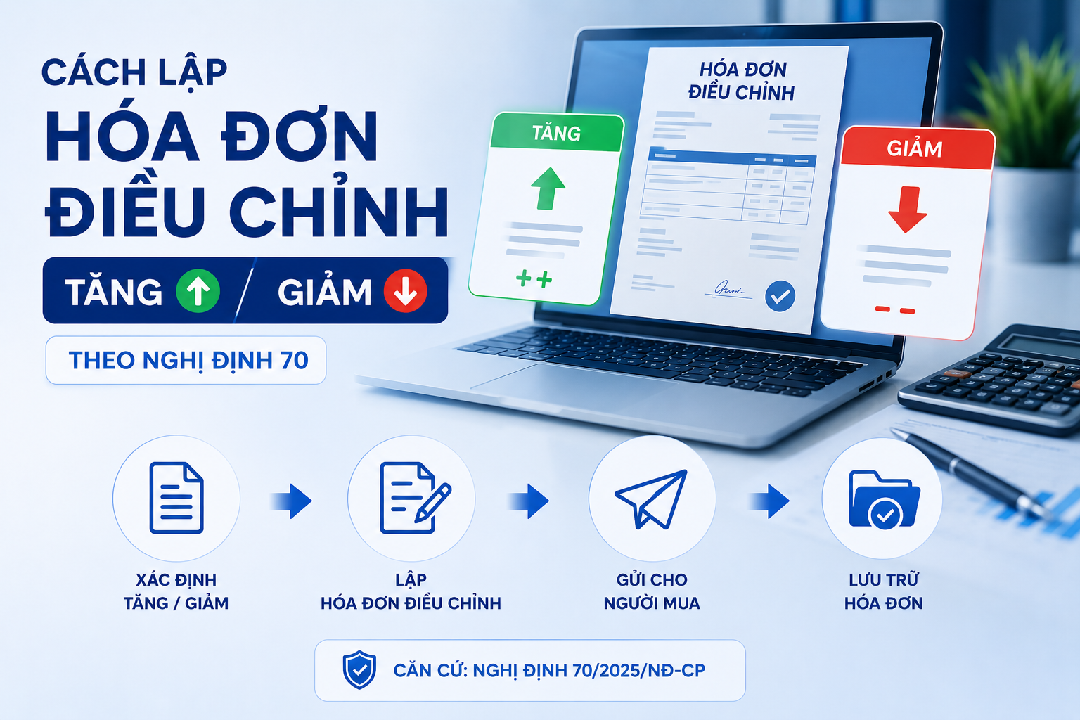 Cách lập hóa đơn điều chỉnh Tăng Giảm theo Nghị định 70