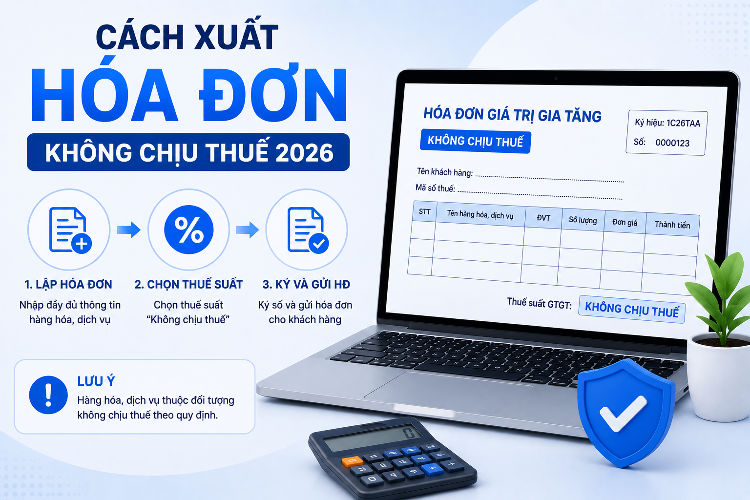 Cách xuất hóa đơn không chịu thuế 2026