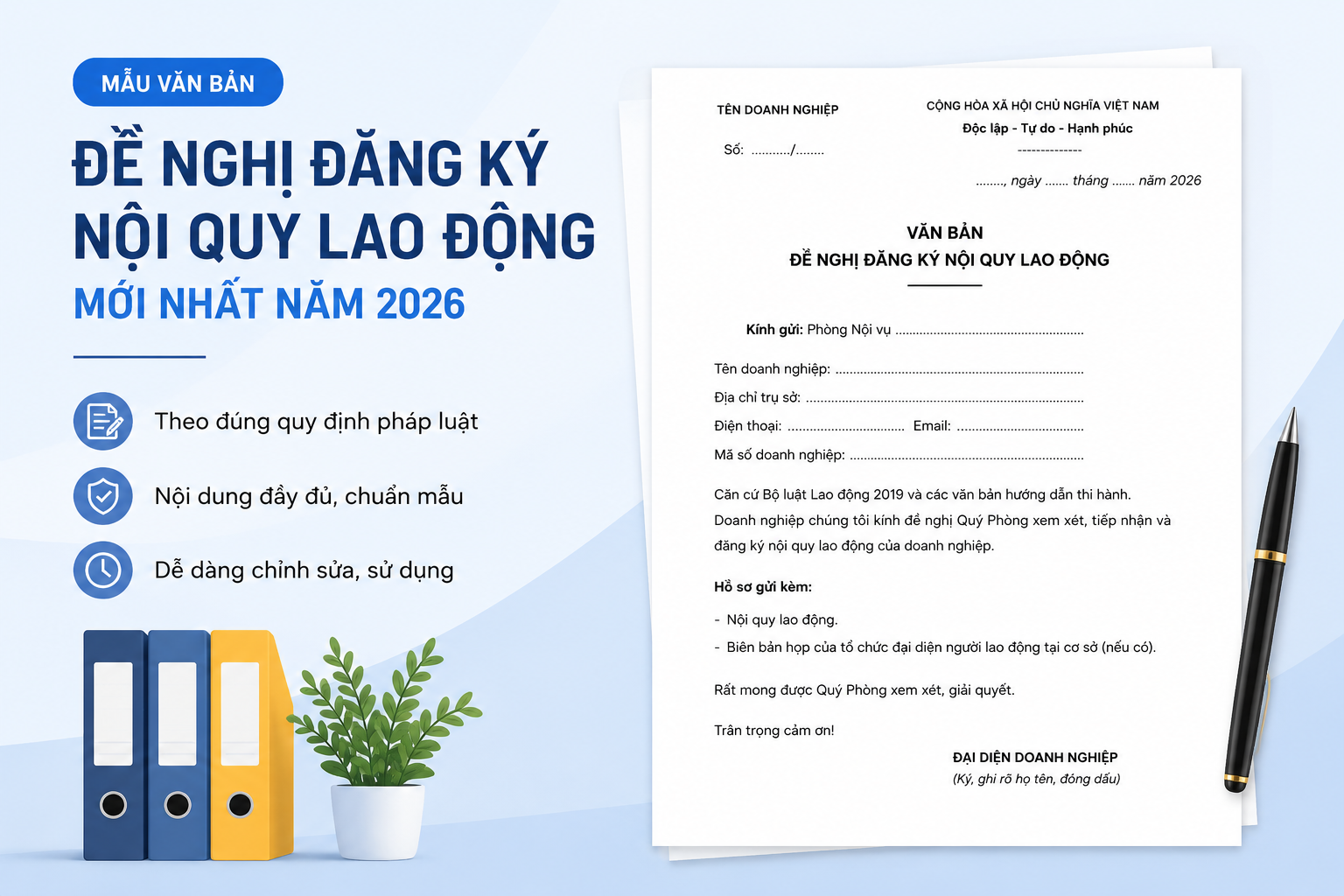 Mẫu văn bản đề nghị đăng ký nội quy lao động 2026 mới nhất