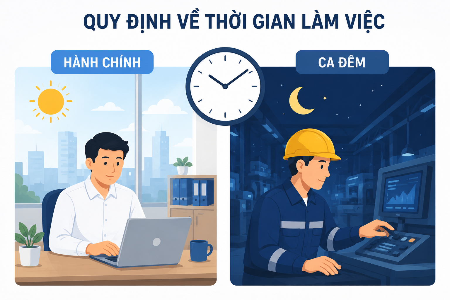 Quy định về thời gian làm việc hành chính, ca đêm