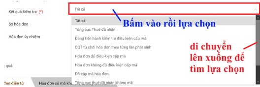 Lựa chọn Kết quả kiểm tra