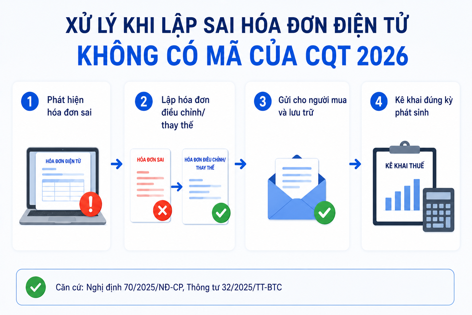 Xử lý khi lập sai hóa đơn điện tử KHÔNG có mã của CQT 2026
