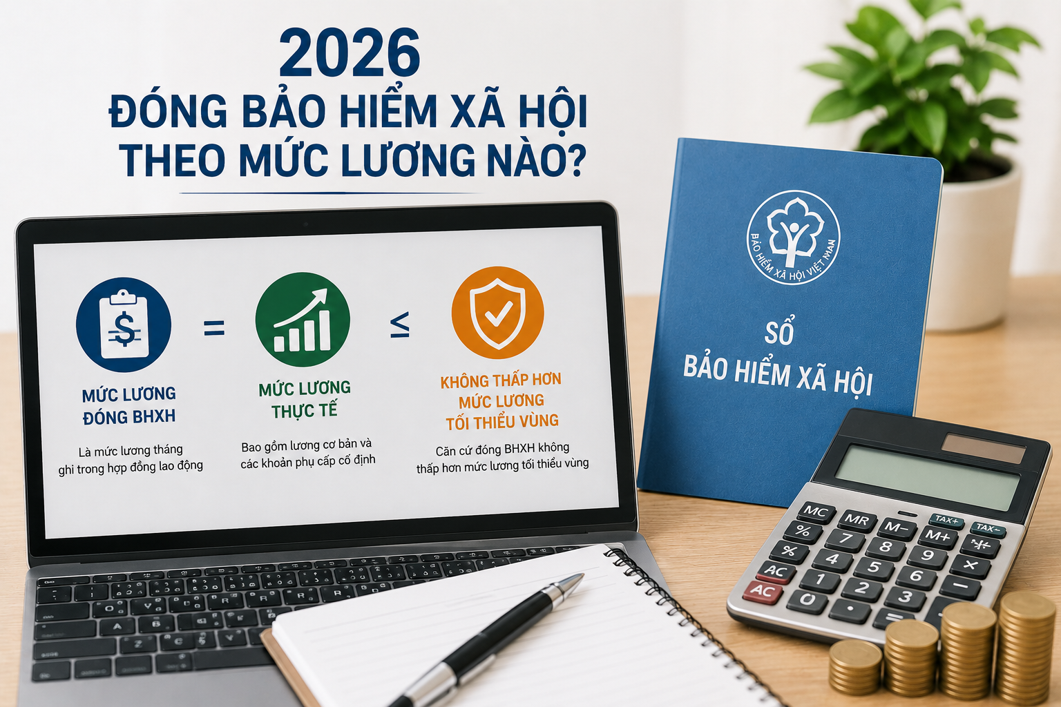 2026 đóng bảo hiểm xã hội theo mức lương nào?