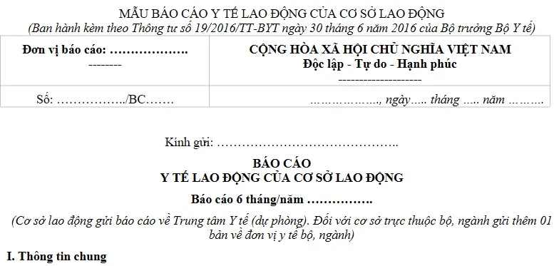 báo cáo y tế lao động