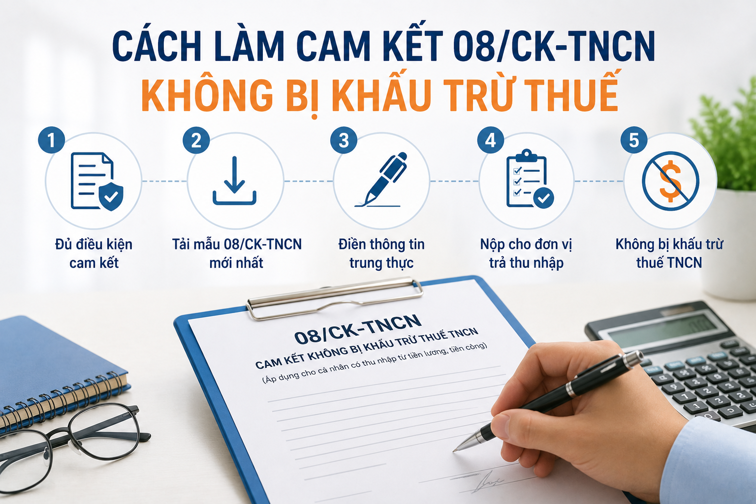Cách làm cam kết thu nhập 08/CK-TNCN không bị khấu trừ thuế