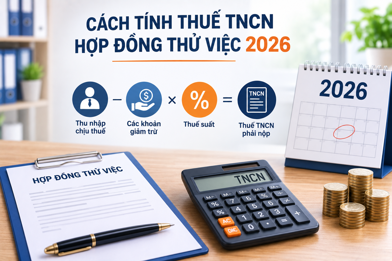 Cách tính thuế TNCN hợp đồng thử việc 2026