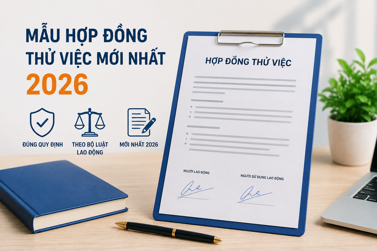 Mẫu hợp đồng thử việc mới nhất 2026 theo đúng quy định tại Bộ luật Lao động