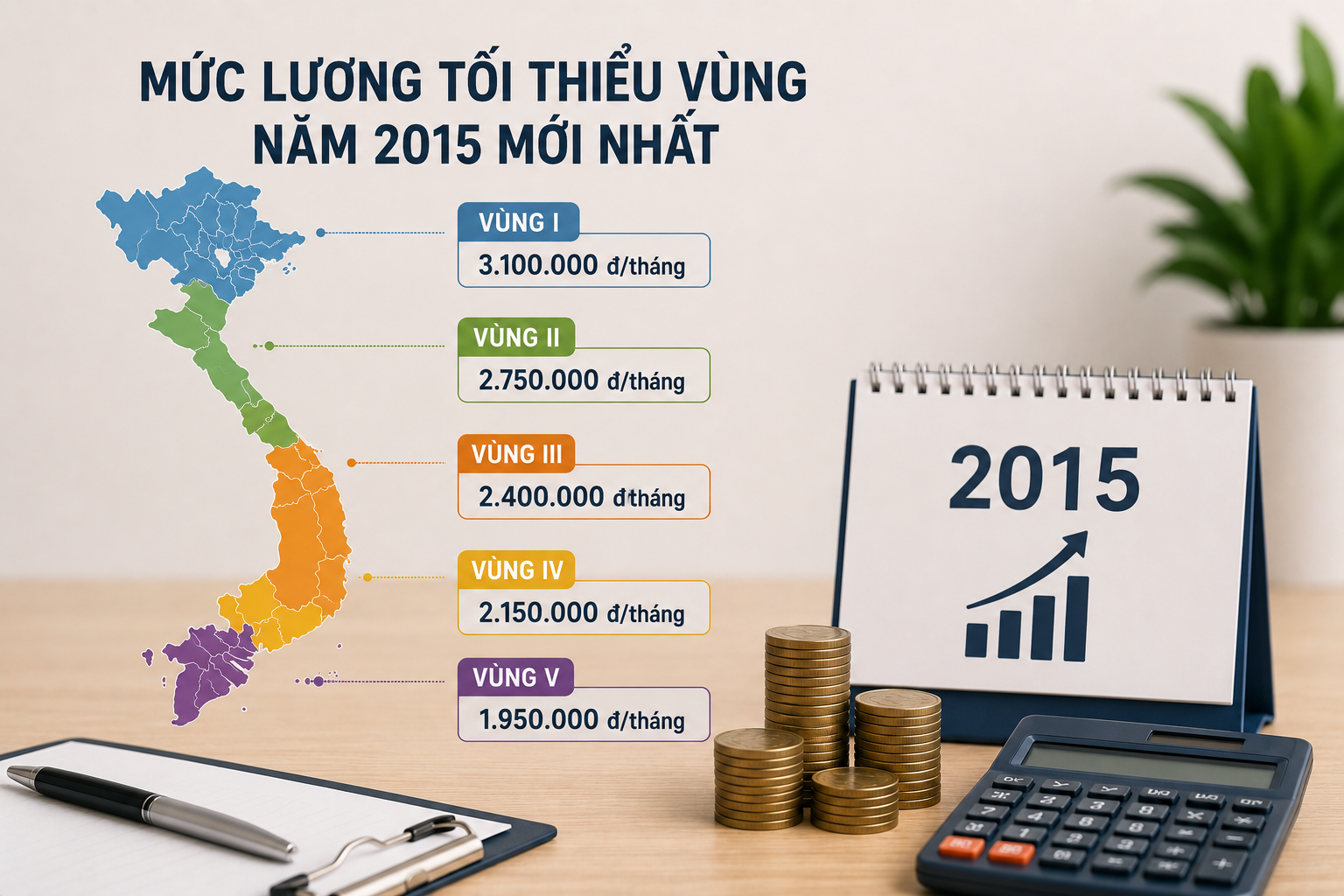 Mức lương tối thiểu vùng năm 2015 mới nhất