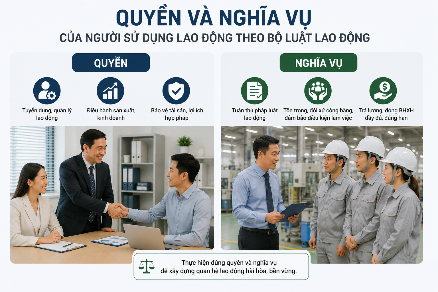 Quyền và nghĩa vụ của người sử dụng lao động theo Bộ Luật Lao Động