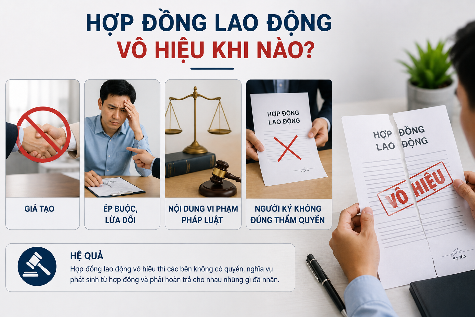 Hợp đồng lao động vô hiệu khi nào? Các trường hợp HĐLĐ bị vô hiệu