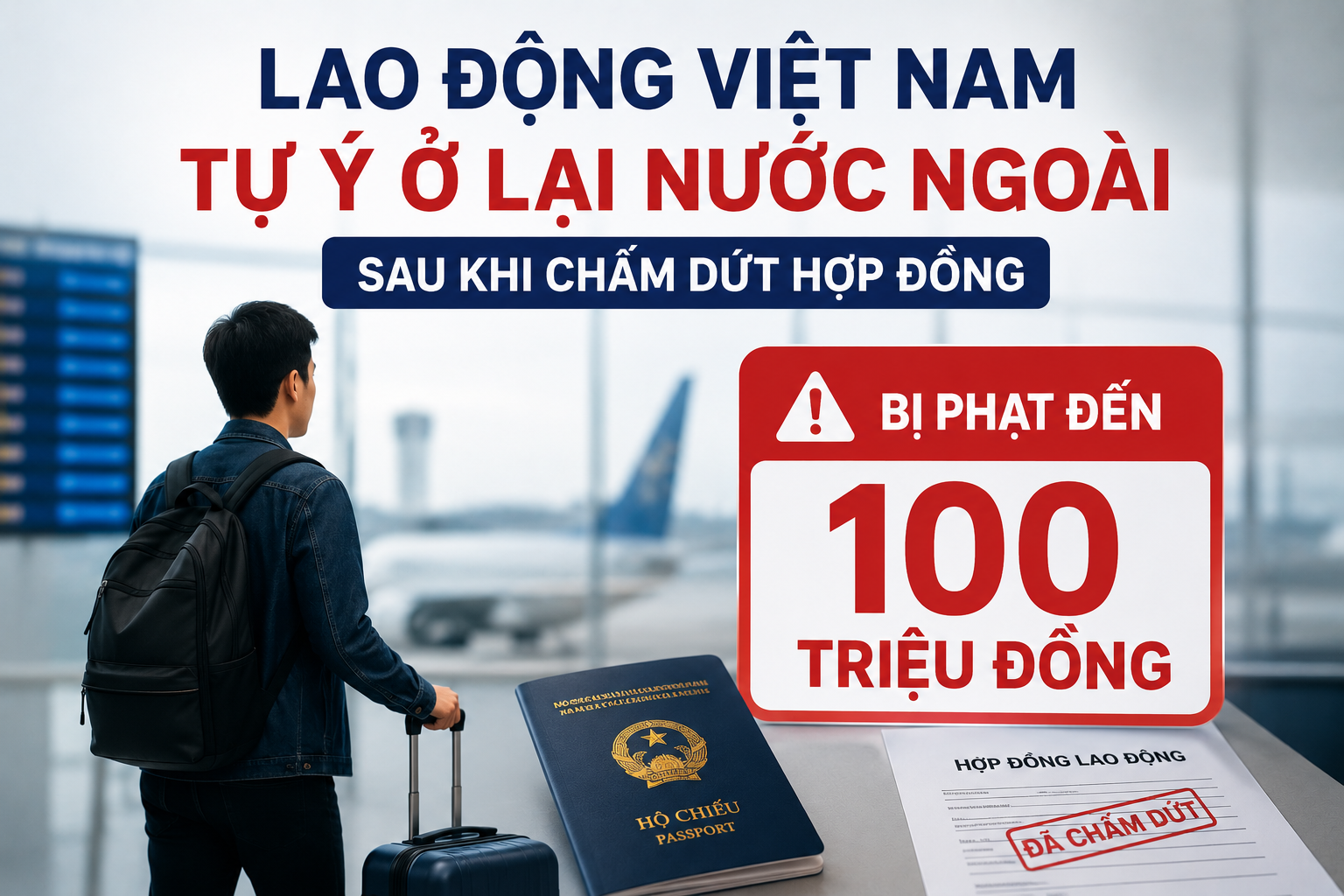 Lao động Việt Nam tự ý ở lại nước ngoài sau khi chấm dứt hợp đồng bị phạt đến 100 triệu đồng