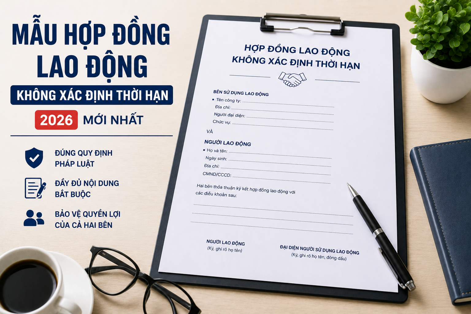 Mẫu hợp đồng lao động không xác định thời hạn 2026 mới nhất