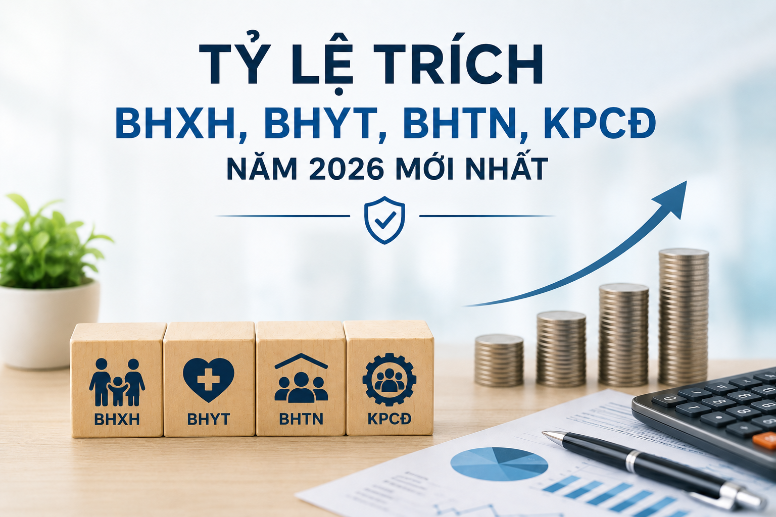 Tỷ lệ trích BHXH, BHYT, BHTN, KPCĐ năm 2026 mới nhất